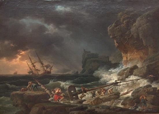 Emile Jean Horace Vernet Sturmische See mit Schiffswracks